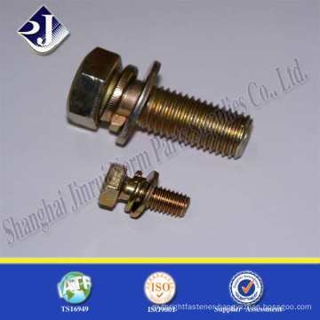 Class 8.8 hex bolt and washer assembly yellow zinc plated